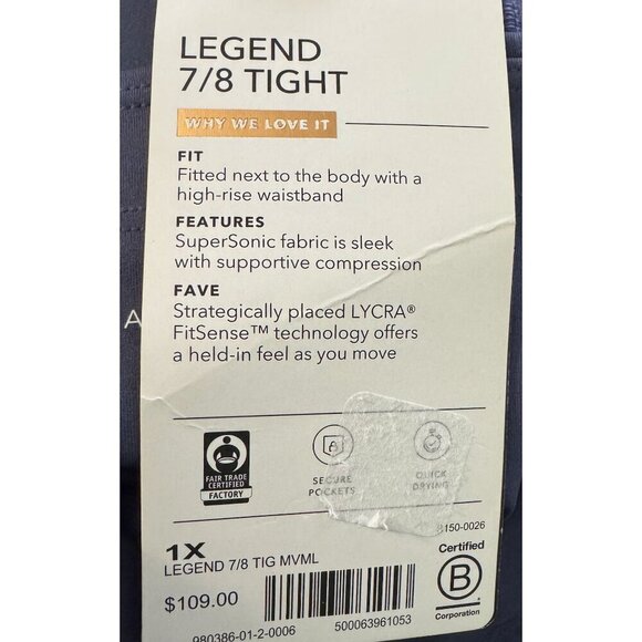 Athleta Allyson Felix Legend Leggings 7/8 Tights Womens size 1X Blue NWT - Picture 4 of 9